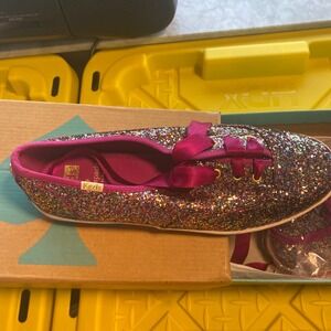 Kate Spade New York Keds Glitter Pink Ribbon‎ Lace Up Sneakers Women's 8.5